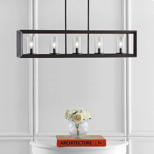 Miniatura 2 de JONATHAN Y JYL7414A Anna - Colgante LED lineal de 38.5 pulgadas, 5 luces, de metal, cristal, contemporáneo, transicional, tradicional, regulable,