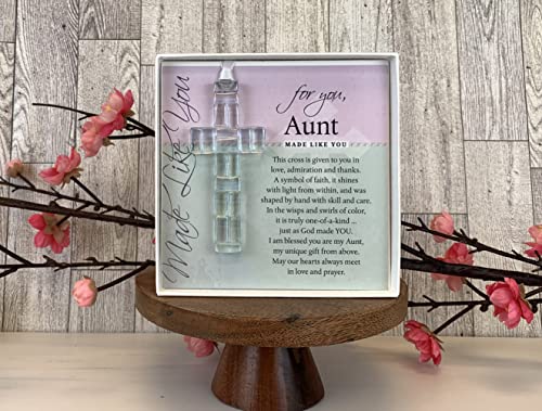 Handmade-in-USA-Clear-Glass-Cross-with-Sentiment-Gift-For-Aunt-From-NieceNephew-for-Christmas-Mothers-Day-Aunts-Birthday-Religious-Gift-for-Aunt Handmade in USA Clear Glass Cross with Sentiment Gift For Aunt From NieceNephew for Christmas Mothers Day Aunts Birthday Religious Gift for Aunt