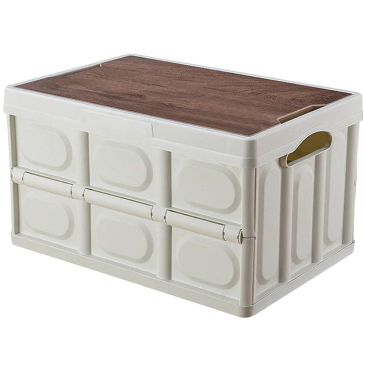Caja de Almacenamiento Plegable de Madera y Pp, Apilable, Gran Capacidad