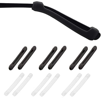 Premium Ultra Soft Anti Slip Silicone Eyeglass Temple Tips - 6 Pair Ear Grips Sleeve Retainer