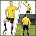 ZhouBoat Soccer Referee Kit, 6 Pcs Soccer Referee Shirt Jersey Umpire Uniform Football Linesman Flags Whistle Soccer Socks Referee Notebook Soccer Referee Costume for Adult Teenager, Yellow Small