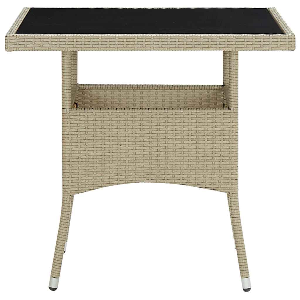 vidaXL Mesa de Comedor de Jardín Cocina Centro Consola Muebles Salón Sala de Estar Hogar Casa Interior Exterior Patio Ratán Sintético y Vidrio Beige