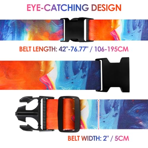 Image of Gutsdoor Luggage Straps for Suitcases Adjustable Travel Belt, Connector Holds Suitcase Bright Colorful Identifiers Travel Bag Accessories (Sun Orange)