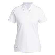 adidas Femme Women’s Solid Performance Short Sleeve Polo Shirt, White, M