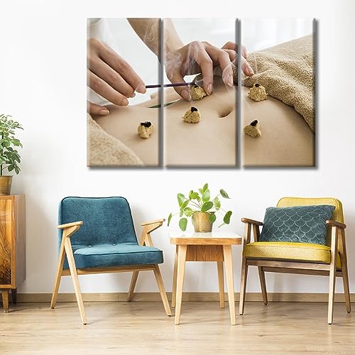 Image of Posters & Prints 3 Panels Nosocomium Paintings Wall Art Moxibustion Art Prints Framed Wall Art Nosocomium Giclee Wooden Framed Gallery-Wrapped Ready to Hang (42 inch Wx28 H)