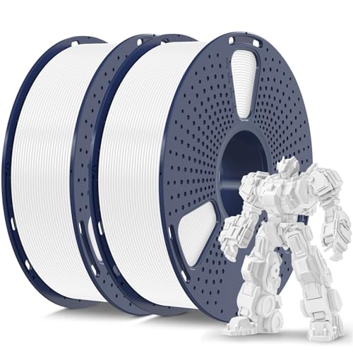 Image of SUNLU 3D Printer Filament PLA Plus 1.75mm 2KG, SUNLU Neatly Wound PLA Filament 1.75mm PRO, PLA+ Filament for Most FDM 3D Printer, Dimensional Accuracy + /- 0.02 mm, 1 kg Spool, 2 Packs, White+White