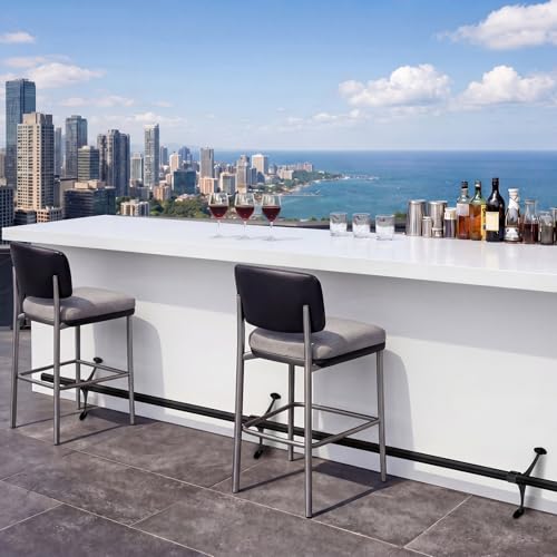 Image of Zonon 8 ft Bar Foot Rail Kit Black Undercounter Mount Hardware and Tubing Complete Kit Foot Railing for Bar Dome End Cap Stainless Steel Brass Finish for Kitchen Island Indoor Outdoor