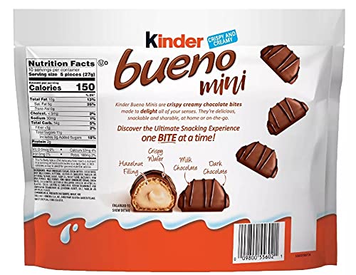 Mini Chocolate Bites, Kinder Bueno Mini Crispy Wafer Bite With Creamy Nut Filling In Milk Chocolate, Delicious Kinder Chocolate That’s Beyond Expectation For 1 Pack Of 9.5 Oz #TOP1