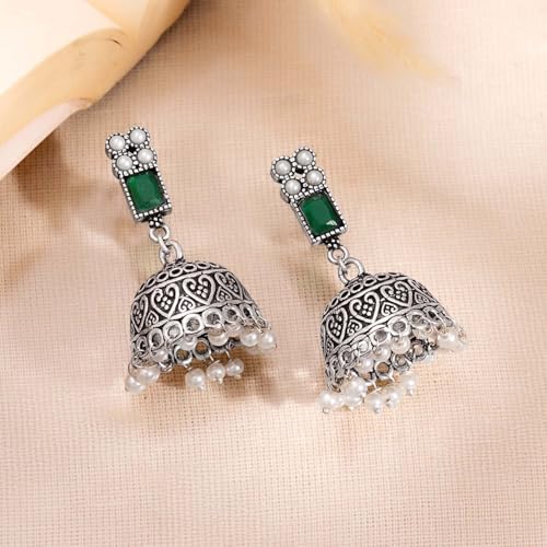 Image of Rubans Jhumka Earrings Oxidised Trendy Jewellery Gift for Women & Girls