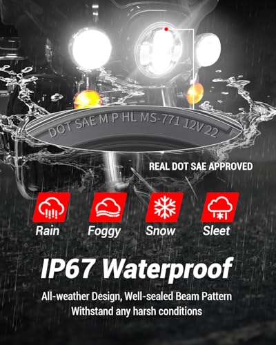 Image of Z-OFFROAD New 7 Inch Motorcycle LED Headlight 4.5 inch Fog Passing Lights, DOT Kit Compatible with Harley Davidson Road King Electra Glide Ultra Classic Heritage Softail Fat Boy Street Glide, Black