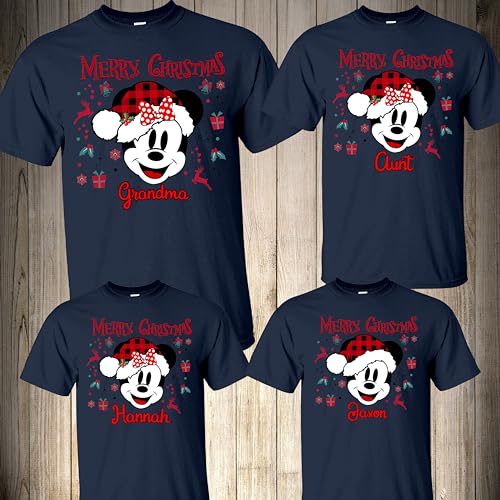 Christmas Family Shirts for Disney Vacation tshirts matching shirts 2025 Group Shirt Family Christmas Gifts Matching Custom Personalized Shirts Christmas pajamas Playeras para Navidad Familia Reunion3