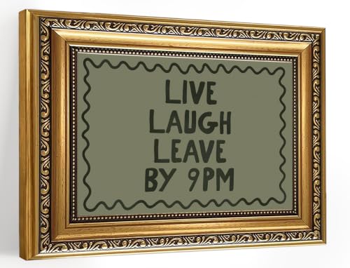 Funny Framed Wall Art Live Laugh Leave By 9PM Quote Picture Wall Decor