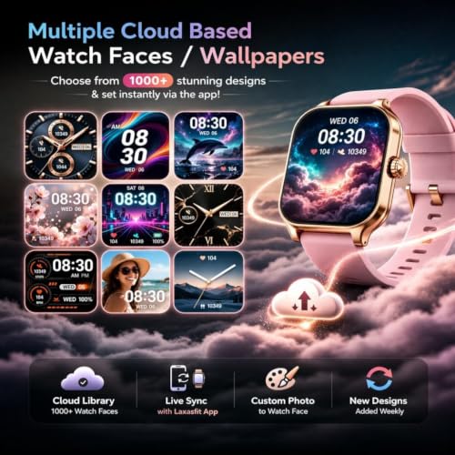 Image of Smart Watch for Men, Women, Boys, Girls, Kids - Full Touch Screen Display, Bluetooth Calling, Rotating Crown, Workout Modes, Wireless Charging Smart Watch (Pink)