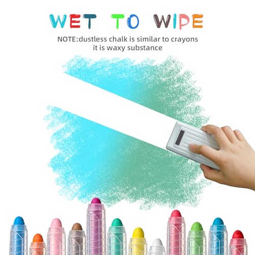 HNXAZG 12 Pcs Dustless Chalk, Color twistable Chalk for Office Whiteboard Painting, Writing