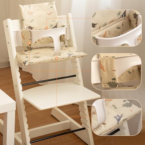 HALAA VAUVA Baby Cushion Set for Stokke Tripp Trapp Soft and Comfort Stokke High Chair Cushion for Infant, Toddler High Chair Accessories Easy to Clean and Install, Dinosaur