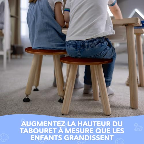 Tabouret de table sensoriel Cateam avec pieds extensibles noyer
