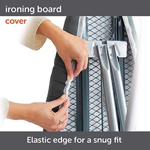 Image of oliso Ironing Board Cover - 100% Cotton with Professional Felt Pad, Fits Standard 54 inch x 15 inch Boards - Secure Fit with Wide Elastic Edge & Adjustable Straps - Grey