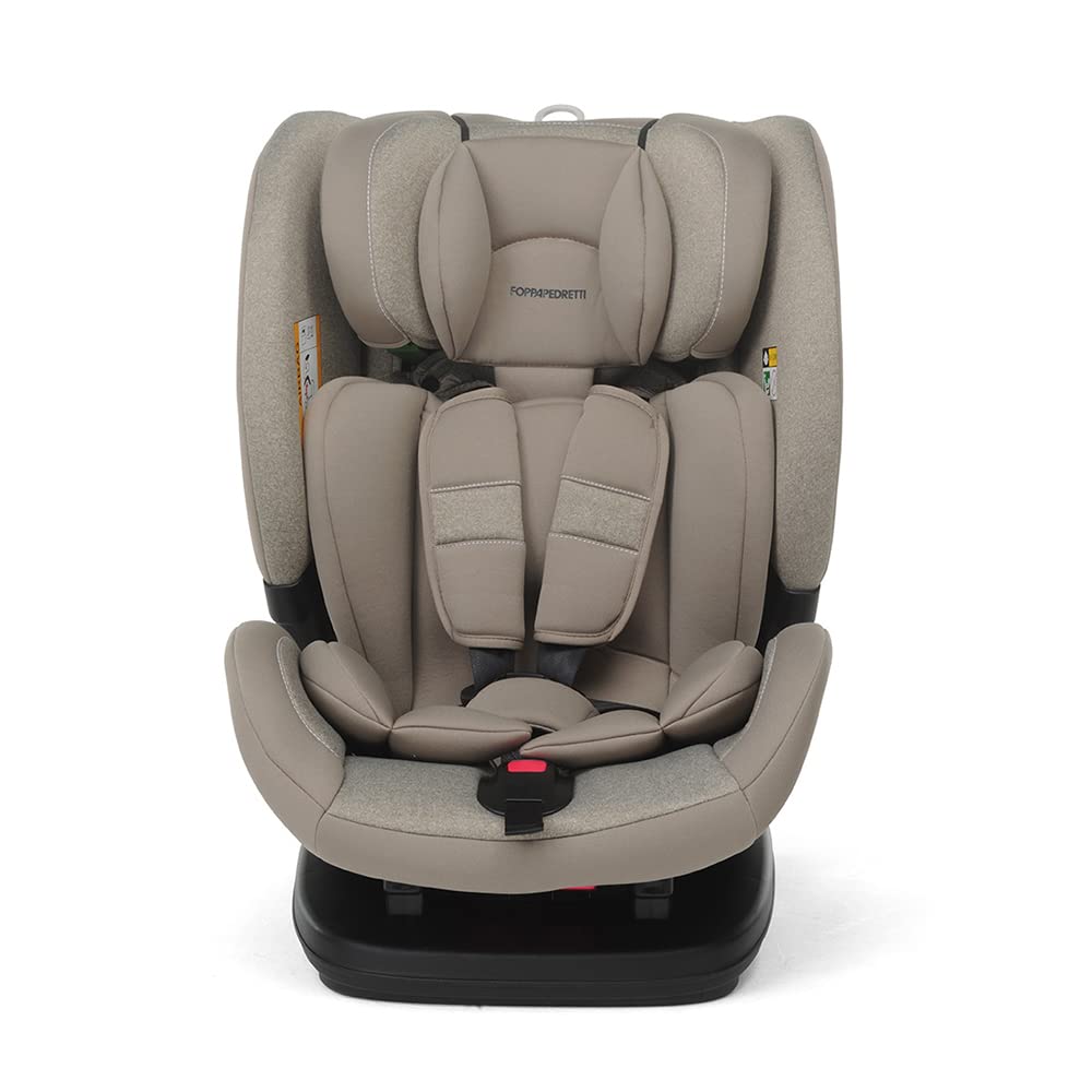 Foppapedretti Seggiolino Auto Reklino I-Size, per bambini da 76 a 150 cm di altezza, 15mesi-12 anni, conforme ECE R129, Fissaggio Dualfix (Isofix e non), Safe Body Protection, Comfort Kid Pad, Sand