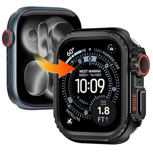 Kamita Metal Case Compatible with Apple Watch Series 11/Series 10 46mm with Back Cover 360 Rugged Armor Protective Bumper Cover without Screen Protector Film for iWatch 11/iWatch 10 46 (Black)