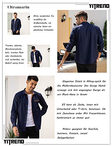 Yitrend Jeanshemd voor heren, lange mouwen, denim shirt met geruit, regular fit, basic vrijetijdshemd, cowboy-stijl voor mannen - Image 6