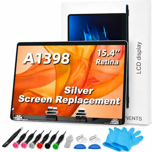 Image of A1398 Screen Replacement for 15.4 inches MacBook Pro Retina Late 2013 Mid 2014 Year 2880x1800 LCD Full Assembly for EMC 2674 2745 2876 2881 Silver