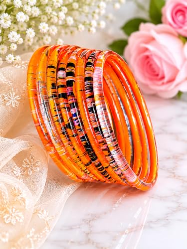Image of NMII Premium Glass Bangle Set for Women | Multicolor Designer Kangan | Fancy Kanch ki Chudiya | 3D Transparent Chudi Set | Wedding & Festive Occasions Bangles