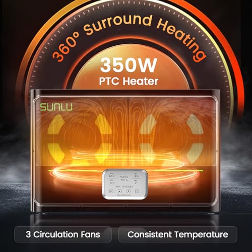 SUNLU Official 3D Printer Filament Dryer S4, 4 Spools Capacity, 3 Circulation Fans, 350W PTC Heater, 70℃ Max Temperature, Power Saving Storage Mode, Nylon TPU PLA PETG ABS Filament Dryer Box, Black