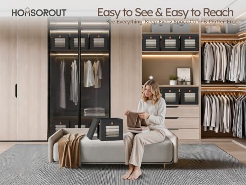 Image of Homsorout Cube Storage Bins with Lids - Front Opening, Clear Window, 4 Pack