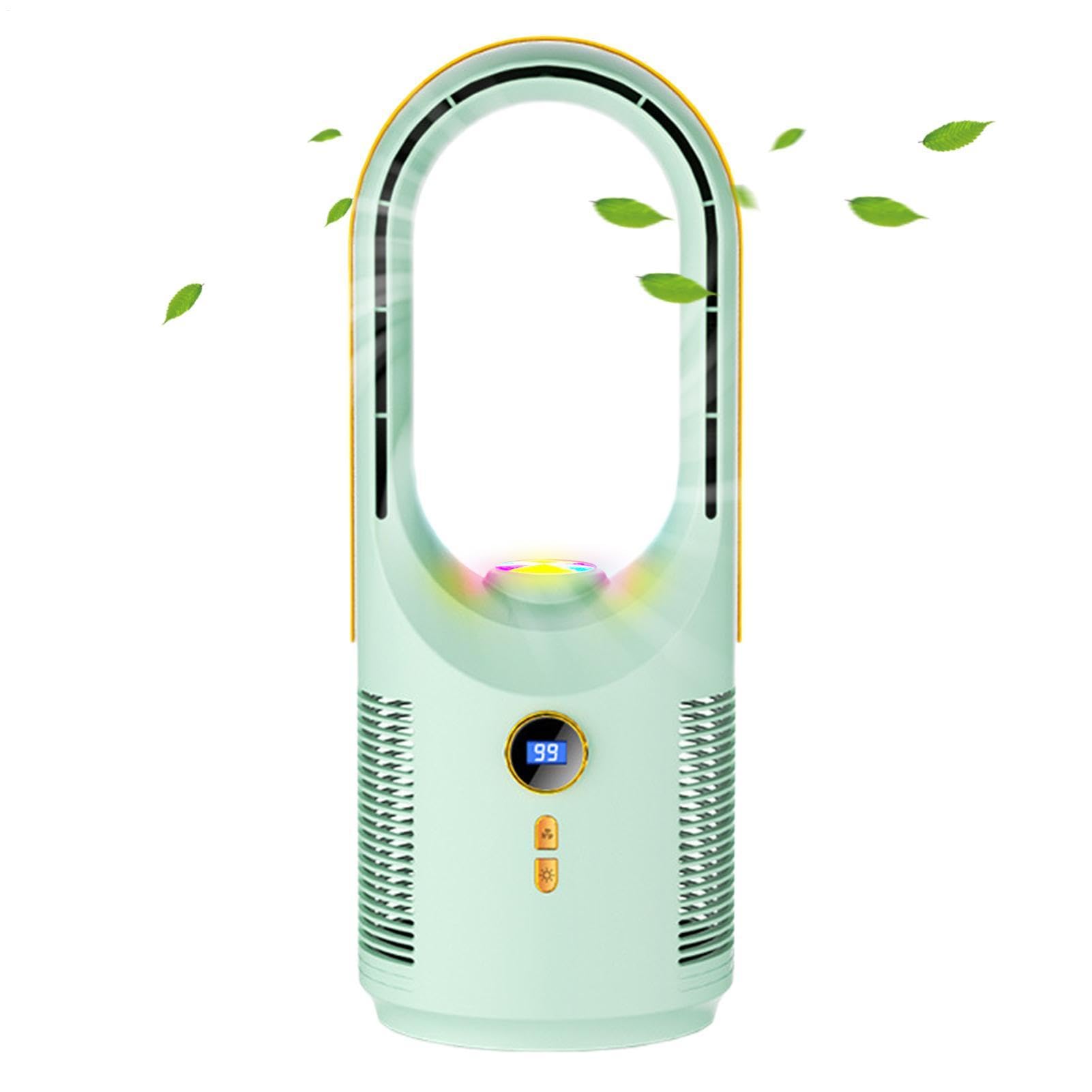 Ventilateur de table sans lame 5 vitesses avec veilleuse pour maison et bureau