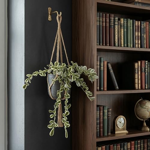 Image of Dekorly 2 Pack Artificial Plants Artificial Hanging Plants Faux Eucalyptus Leaf Greenery Fake Hanging Eucalyptus Plant (Green) (1, White and Green)