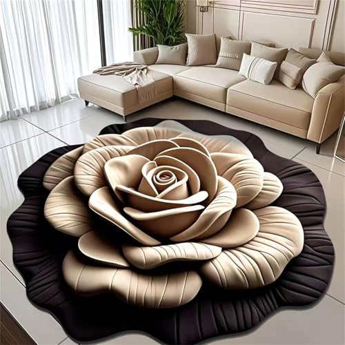 Tapis en rose 3D en terre de diatomées élégant pour une salle de bain raffinée