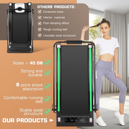 Image of ANCHEER Treadmill with 12% /15% Incline, Folding Walking Pad with Handle Bar, 320-450lb Capacity Under Desk Foldable 3.5HP Treadmills for Home /Office /Gym,Installation-Free