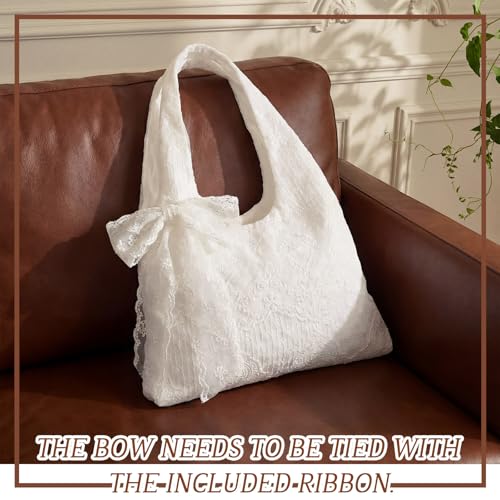 Bolso Tote de Encaje Blanco para Mujer miniatura 4