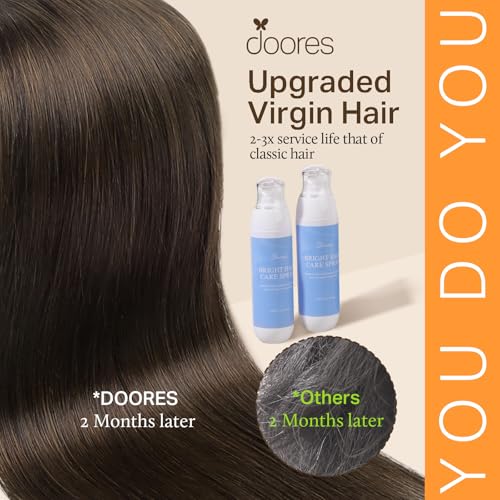 Image of DOORES Hair Extensions Real Human Hair, Light Dark Brown 18 Inch 135g 7pcs, Thick Clip in Extensions Remy Weft Natural for Birthday Gift