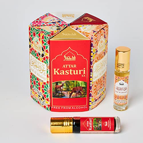 Dukhni Premiere Attar Oil Set | العطار العربي |  X6 Bottles X 6 Ml  Authentic Arabic Fragrance Oils | 100% Halal Blends, Ramadan Eid Gifting | Oud Ibtisam, Oud Khaleeji, Oud Habayeb, Kasturi Xx, Ambar, Blue Girl - 6Ml Each #TOP17