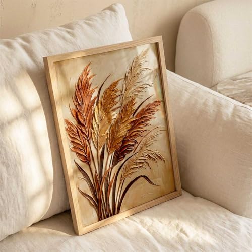 Image of kotart Abstract Floral Art WALL Framed Painting | Big Aesthetic Flowers leaves WALL Framed Paintings for Living Room Bedroom Wall Decor (13x17 inch)