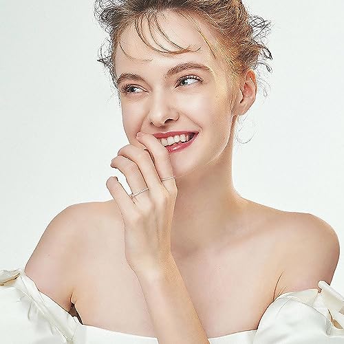 Turandoss Rings for Women - Moissanite Wedding Bands, 0.3ct D Color VVS1 Clarity Sterling Silver Rings Half Eternity Stackable Engagement Ring Anniversary Band Moissanite Rings for Women4