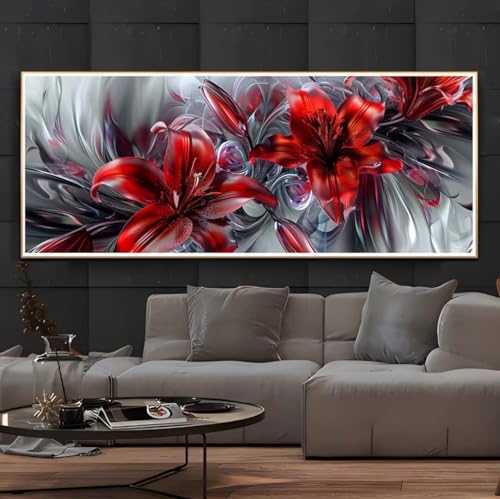 Peinture diamant adulte XXL grand format 100x50cm fleurs vintage contre le stress