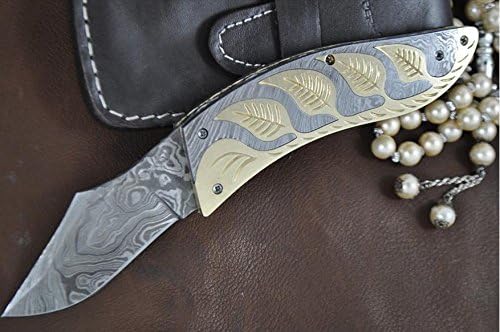 Miniatura 5 de Cuchillo plegable de Damasco hecho a mano personalizado - Hermoso cuchillo de bolsillo