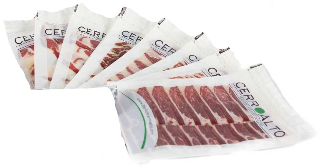 CERROALTO | Paleta de Cebo Ibérica 50% Raza Ibérica | 10 Sobres de 100 gr Loncheado en medias lonchas de fácil separación