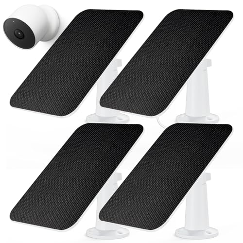 Solar Panel for Google Nest Camera Outdoor or Indoor(Battery Version),5V 4W Solar Power Charger with 13Ft Cable- IP65 Waterproof - Special Made for Google Nest Cam (3 Pack)