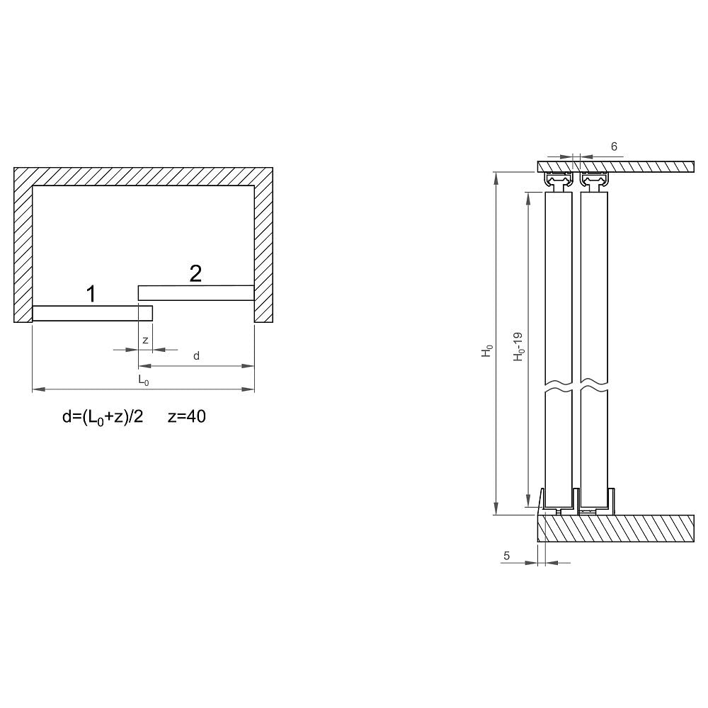 Système coulissant SLID'UP 100 pour 2 portes de placard - rail 1,8 m - 9 kg
