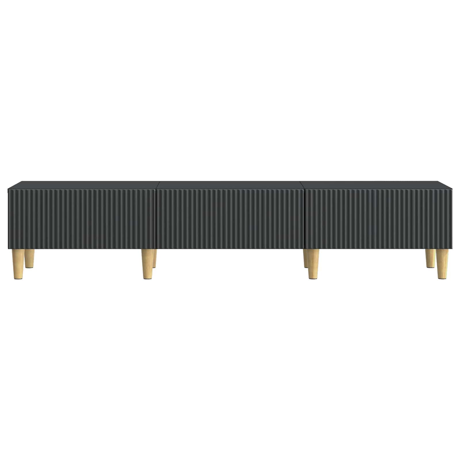 TV-Schrank Lowboard Fernsehtisch Schwarz 147 x 34,5 x 30 cm Modernes TV-Board aus Holzwerkstoff mit 3 Schubladen und Stauraum für Wohnzimmer Entertainment-Center Media Möbel