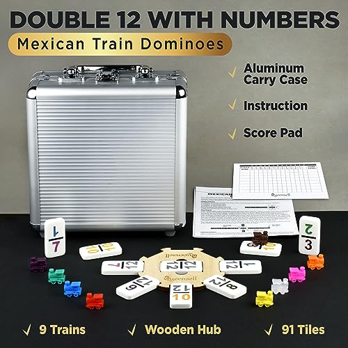 Dominoes Double 12 con números y accesorios miniatura 2