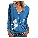 Kenmeko Maglie Donna Maniche Lunghe Elegante Invernale Tops Casuale Magliette Pullover Autunno T-Shirt Bluse Felpe Camicia Scollo a V Taglie Forti (L,1Blu)