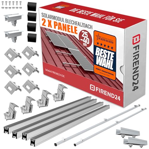 PV Photovoltaik Solarpaneel Halterung 2x Montage Set Blechfalzdach 25-40m Dachnahtklemme