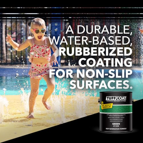 Image of Tuff Coat Medium Texture Rubberized Non-Skid Deck Coating - Textured Non-Slip Safety Surface for Pool Decks, Docks, Boat Ramps, Patios, Walkways & High-Traffic Areas (UT-208 Green 1-gallon)