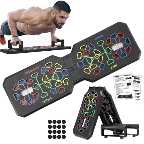 Push Up Board, Foldable 19 in 1 Push Up Bar with Resistance Bands,Portable Multi-Function Push up Handles for Floor,Professional Push Up Strength Training Equipment