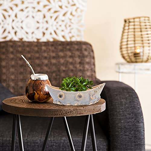 Garneck Ceramic Succulent Planter Flower Pots Boat Shaped Plants Bonsai Holder Flower Containers Desktop Flower Vase Fairy Garden Decoration for Home Office - Image 4