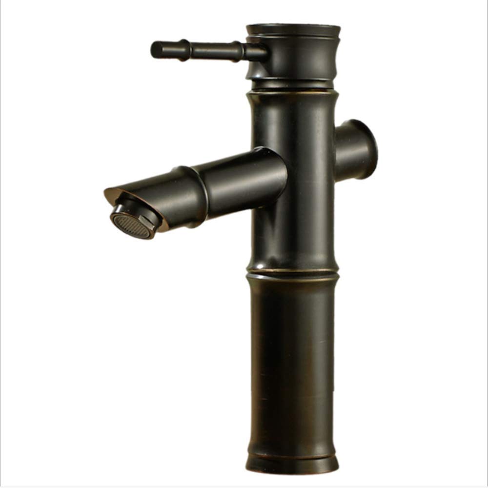 Robinet mitigeur monotrou en laiton noir pour salle de bain